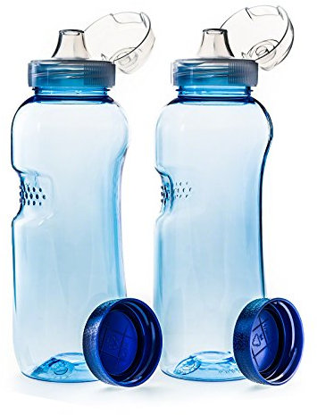 Greiner Lot de 2 bouteilles d'eau en Tritan de 0,5 l + 2 bouchons sport / bouteille d'eau / sans BPA / LGL