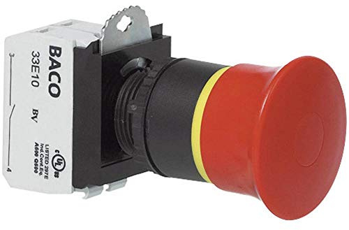BACO L22DR01B Not-Aus-Schalter Frontring Kunststoff, Schwarz, mit Statusanzeige 600 V 10 A IP69K 1 St.
