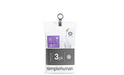 Simplehuman Lot de 3 sacs poubelle assortis Code D 20 (60 sachets)