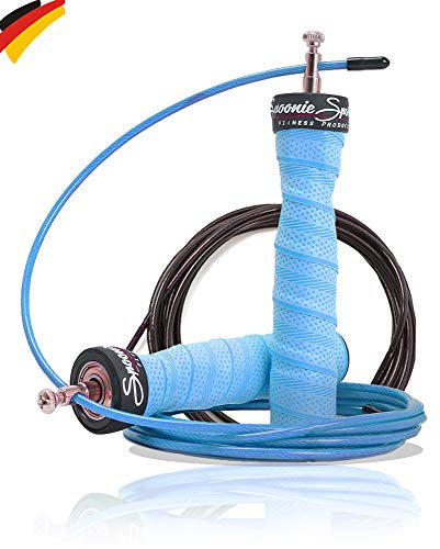 Springseil Jump rope von SPOONIE SPORTS Profi Fitness Springseil für erwachsene mit Stahlseil + Ersatzseil - Springschnur für Kinder längenverstellbar (inkl. Ebook)