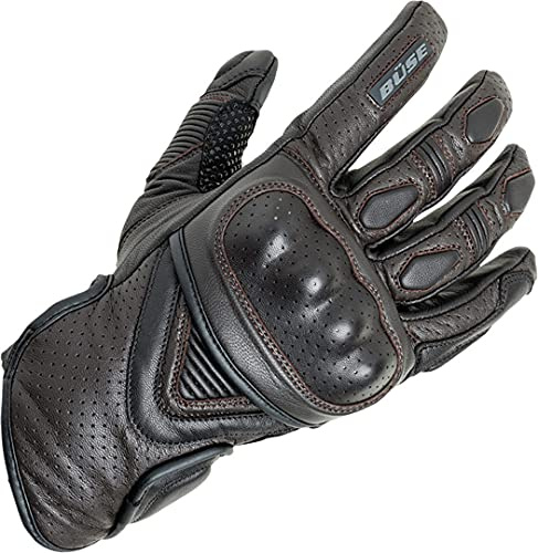 Büse Cafe Racer perforierte Motorrad Handschuhe, braun, 9 (L)