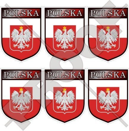 POLEN Polnischer POLEN Schild 40mm Mobile, Handy Vinyl Mini Aufkleber, x6 Stickers
