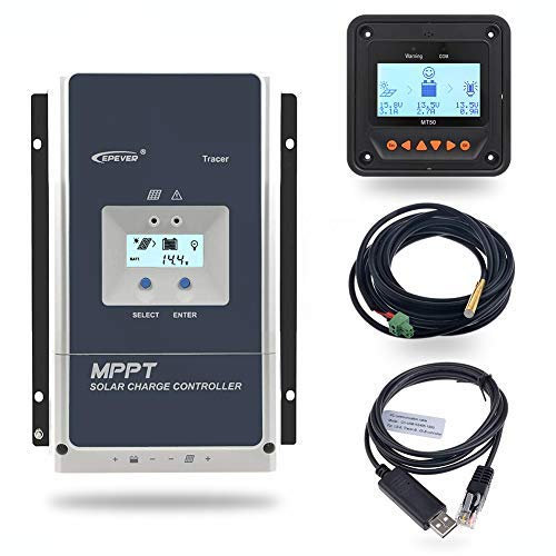 EPEVER 100 Amp MPPT Solar Charge Controller 150V PV Input Negative Ground Work mit 12/24/36/48V Battery System Tracer 10415AN Serie mit MT50 Remote Meter