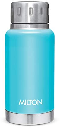 Milton Insulated Water Bottle 5.4 oz (160 ml) Stainless Steel Double Walled Vacuum Flask Hot and Cold Drinks, Leak-Proof Simple Screw Lid, Office, Gym, Elfin 160 Light Blue