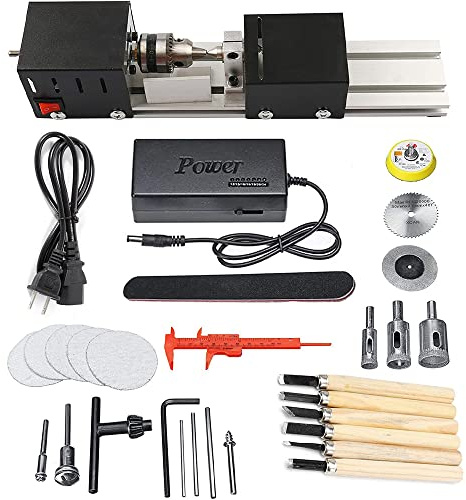 YWY Mini máquina de torno herramienta DIY carpintería torno de madera fresadora molienda cuentas pulido taladro conjunto de herramientas rotativas