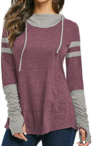 iChunhua Pink Oversized Hoodie Women Long Sleeve Tops with thumb holes Pink XXL
