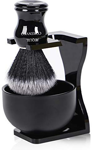 Je&Co Ensemble de blaireau de rasage pour homme 3 en 1 avec support en acrylique et bol en acier