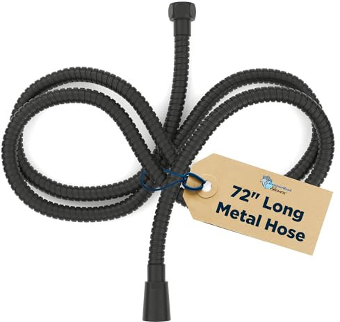 HammerHead Showers All Metal Shower Hose Attachment for Showerhead, Extra-Long 72-Inch Universal Replacement Hose for Hand held Shower, Matte Black