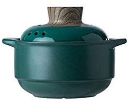 Pentola Carne Casseruola in Ceramica stufato in Ceramica in Ceramica da Cucina Professionale per la pentola in Terracotta a Domicilio con Doppia Maniglia e Copertura Rotonda Verde 2.5L Casseruola