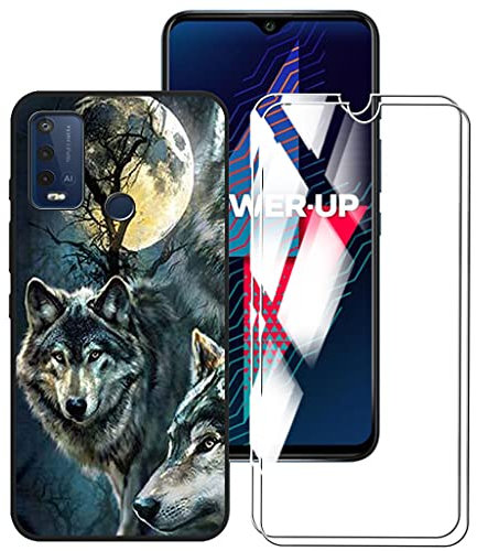 CXKJ Coque pour Wiko Power U30 (6.82 Pouce) + [2 Pièces] Verre trempé Protection écran, Ultra Fin Silicone TPU Bumper Noir Housse Etui de Protection Cover Case，Glass Film - CX24