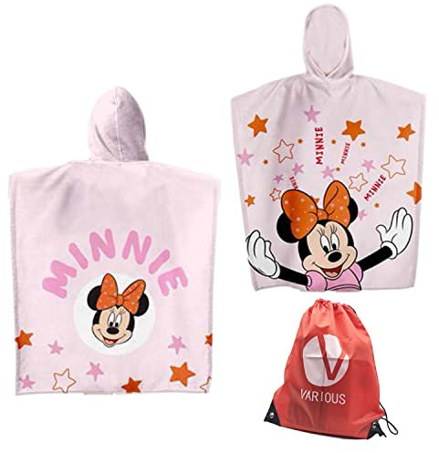 various Poncho Algodón Toalla de niño Infantil de baño y Playa con Capucha Diseño de Disney Minnie Licencia Oficial Disney