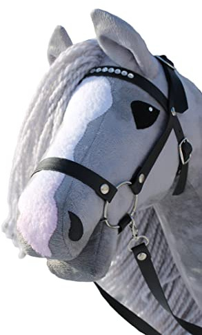 Hobbyhorse with bridle A3| Realistic steckenpferd | Blue roan SNOW