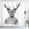Bfrdollf Textil Hirsch Duschvorhang, Rentier Kopf Menschlicher Hipster, 3D-Druck 100% Polyester Mit 12 Haken,180x200,Holzkohle Grau Weiß (6,120x200cm)