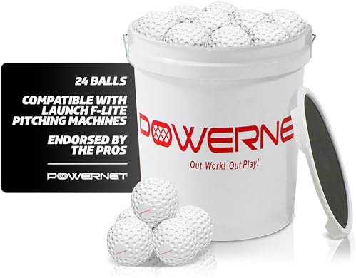 PowerNet Corbin Carroll Launch F-lite Ultra Light Dimpled Practice Balls Coaching Bucket Bundle for Pitching Machine, Baseball Softball (Bucket Bundle 4 Dozen F-lite Baseballs)