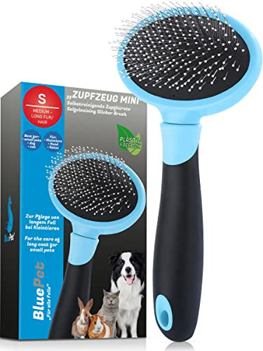 BluePet Katzenbürste & kleine Hundebürste, Kaninchenbürste - Entfernt sanft Unterfell, Knoten & Filz - ZupfZeug Mini für die tägliche Fellpflege