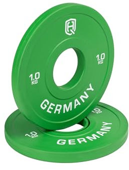 HQ Germany® Hantelscheiben 50mm [Set/Paar 0.5-2.5kg] - Wettkampf Fractional Plates 1,0kg - Micro Bumper Plates 50mm, Gewichte, Hantelscheiben Set nach IWF Standard