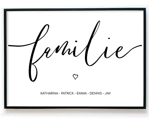 Poster Familie – Namen Bild Personalisiert - Kreuzworträtsel - Typographie/Quote - personalisiertes Geschenk - Zuhause - Familienposter - ohne Rahmen (61x81cm, Familie Quer)