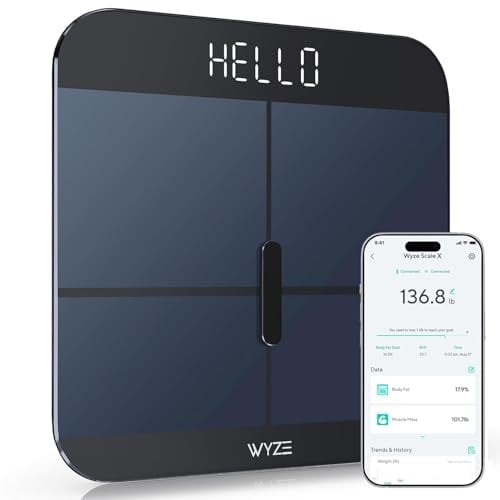 Wyze Smart Scale X Digital Bathroom Scale for Body Weight and Fat (Black)