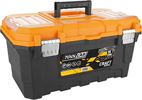 Pro Master Series Tool Boxes with Tough Metal Catches. Removable Tote Tray and 2 Storage Compartments with Lid. (19 Inch)