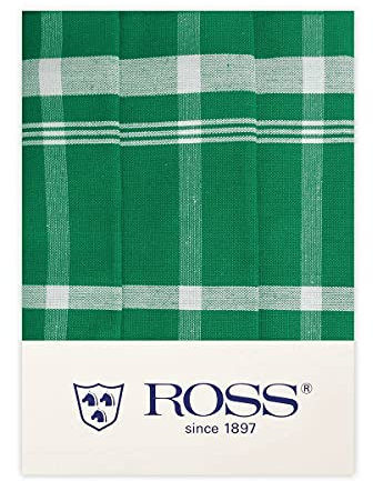 Ross 3er Pack Zwirn Halbleinen Geschirrtücher Blockkaro schwarz, 50x70 cm