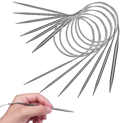 Rundstricknadeln 80cm, Edelstahl Stricknadel Rundstricknadeln für Anfänger, 2,5mm, 3,5 mm, 4,5 mm, 5,5 mm, 7,0 mm, 9,0 mm, Rundstricknadeln Set für Arthritis, Rundstrichnadel für Schal, Pullover