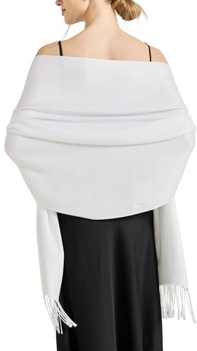 RonFoxi Pashmina Schal Damen Stola, Brautjungfer Hochzeitsschale, Schultertuch für Abendkleider & Hochzeit - Weich & Elegant Umschlagtuch mit Fransen - Gefühl für Ganzjahr