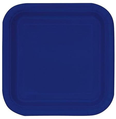 Unique- Assiettes en Carton Carrées Écologiques-18 cm-Couleur Bleu Marine-16 Pièces (Lot de 1), 30950EU, Navy Blue