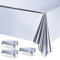 POPOYU 3 Stück Silber Tischdecken 137x274cm Kunststoff Rechteck Tischdecken,wasserdichte Kunststoff-Tischdecken für Tische im Indoor und Outdoor Partys,Geburtstage, Hochzeiten,Haushalt Partyzubehör