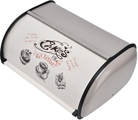 Topiky Bread Box for Kitchen, Bread Bin, Bread Storage Bread Holder, Large Capacity Cute Pattern, Metal Bread Bin, Light Weight & Small Size,Grey