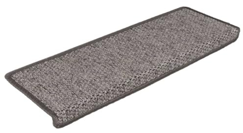 vidaXL Treppenmatten 15Stk., Stufenmatten Selbstklebend, Treppenteppich in Sisal-Optik, Treppenstufenmatte Treppenschutz, 65x21x4cm Grau Beige