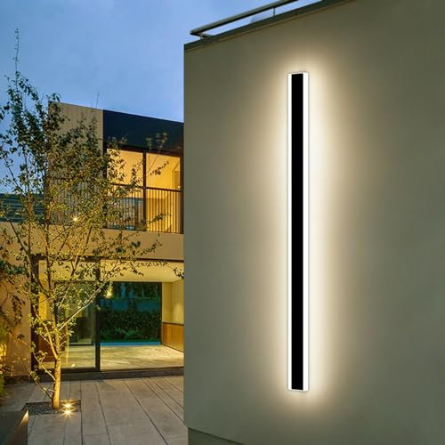 Mikeru 150CM Wand Streifen Licht, LED Garten Acryl Wandleuchte IP65 Regenfest Dimmbar 10%-100% 3000K/4500K/6000K Lange Wandleuchte mit Fernbedienung (ohne Batterie) für Flur, Hof