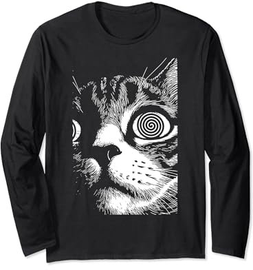 Psychedelic Cat Dark Aesthetic Crust Punk Grunge Cat Lover Long Sleeve T-Shirt