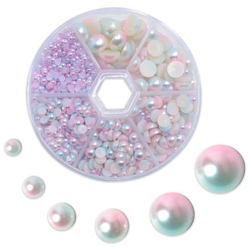 1150 Stück Halbrunde Perlen, Flache Rücken Perlen, Künstliche Imitation Perle für DIY, Handwerk, Nail Art