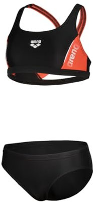 Arena Mädchen G Thrice Jr Two Pieces R Bikini, Black-Calypso Coral-White, 164 EU