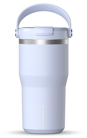Hydrapeak Nomad - Vaso de 24 onzas con asa y tapa para sorbo, vaso a prueba de fugas, tapa de vaso con pajilla, vaso con doble aislamiento, 32 onzas, acero inoxidable (Iceberg)