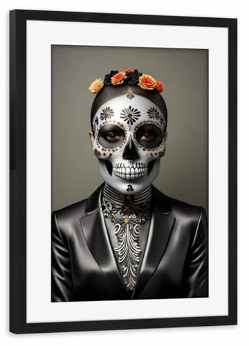 artboxONE Poster mit Rahmen schwarz 75x50 cm Portrait mit Bodypainting von Uwe Merkel - gerahmtes Poster