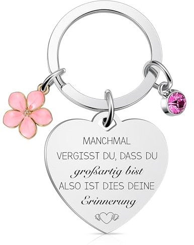Otuuz Inspirierender Metall Schlüsselanhänger - Manchmal Vergisst Du Dass Du Großartig Bist - Mutmacher Geschenk, Abschiedsgeschenk für Frauen (Blumen Stil)
