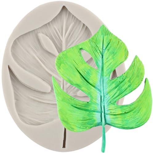 MINFEIDMS Tropische Blätter Silikonformen Monstera Blätter Fondant Form Palmblatt Süßigkeiten Form für Zucker Kuchen Dekorieren Cupcake Topper Schokolade Gummipaste Polymer Clay