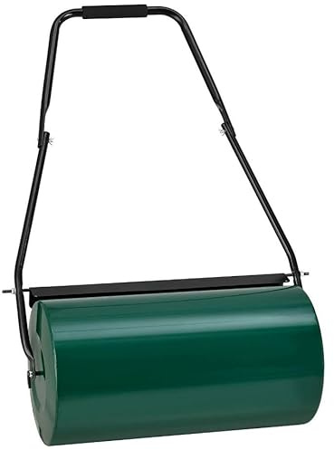 Rasenwalze aus Metall 48 l – befüllbare Gartenwalze mit 60 cm Arbeitsbreite | ergonomischer Griff, Schmutzabweiser, bis 60 kg Gewicht | ideal zum Andrücken von Saatgut & Bodenverdichtung