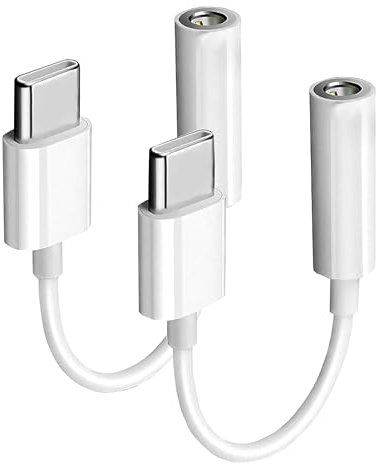 Adaptateur USB C vers prise casque femelle 3,5 mm pour iPhone 15, paquet de 2 câbles adaptateur de type C vers dongle audio auxiliaire pour iPhone 15/15 Plus/15 Pro/15 Pro Max, Galaxy S24/S23/S22