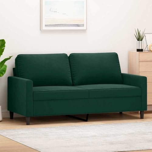Willood 2-Sitzer-Sofa Couch für Wohnzimmer, Polstersofa mit Metallgestell, Loungesofa Zweisitzer Wohnzimmersofa Wohnzimmermöbel Dunkelgrün 140 cm Samt