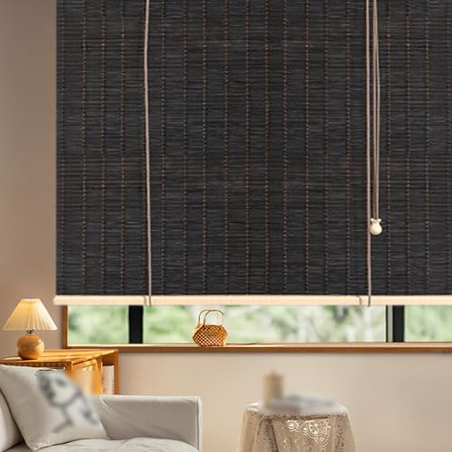 Natürliche Bambus-Rollo,Raffrollo Außen,Lichtfilter Bambus-Rollo Mit Haken Sonnenschutz Und Sichtschutz Rollo Seitenzugrollo Für Fenster und Türen,Anpassbar