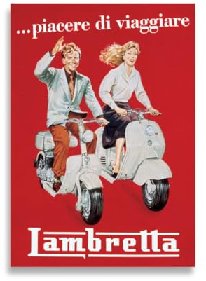 AIMA Wandposter 50 x 70 cm - Wanddruck Vespa Vintage Poster ohne Rahmen - Room Decor Drucke für Küche, Schlafzimmer - Magnet Gratis