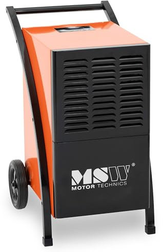 MSW Deumidificatore elettrico professionale 60 l / 24 h 80 m² 750 m³/h Con maniglia e 2 ruote Deumidificatore industriale Deumidificatore Deumidificatori per ambiente Essiccatore per costruzioni edili