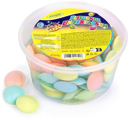 Woogie Soucoupes volantes 127g env. 100 pièces - OVNIs effervescents multicolores en gaufrettes de papier alimentaire - Friandises rétro cultes pour fêtes, anniversaires d'enfants & classes d'école