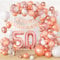 50th Birthday Decorations for Women, Rose Gold Balloons Garland Arch Kit Party Decorations with Number 50 Foil Balloon Happy Birthday Banner, Rose Gold Decor for 50th Birthday Party