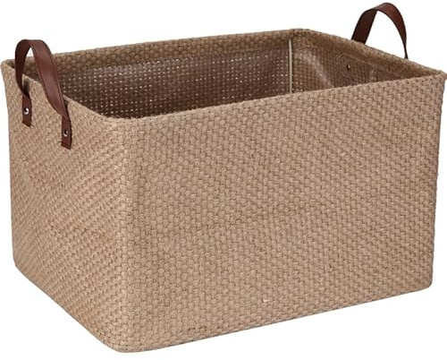 Sea Team Robuster Jute Aufbewahrungskorb mit Stützrahmen (42x30x25 cm) - Stabiler Organizer für Regale & Schränke, Wohnaccessoire