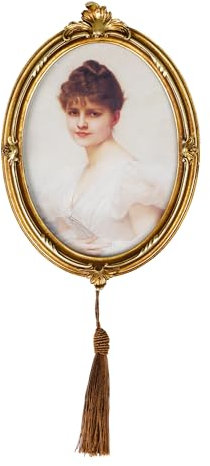 SDlumeiy Oval 5x7 inch Resin Picture Frame with Tassel Tabletop and Wall Mounted Frames for Room and Living Room Decoration (Vintage Gold 5x7)