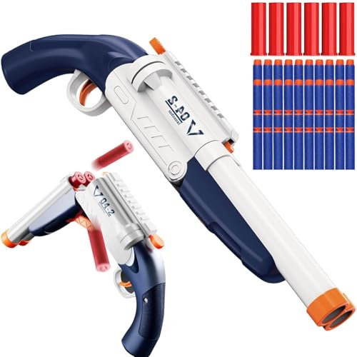 Doppeltes Gewehr mit ausklappbaren Kugeln und weichen Kugeln – manuelles Aufziehen – Realistische Spielwaffe für Kinder – Toy Gun Western für Abenteuerspiele