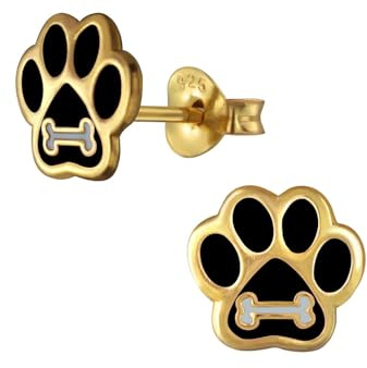 Monkimau Mädchen Ohrringe Paw Print | Ohrstecker aus 925 Sterling Silber | Kinderohrringe hypoallergen